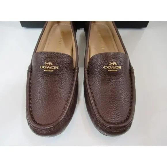 Coach Marley Leather Driver Moccasin Slip On Loafer Shoes Comfort Brown Size 6